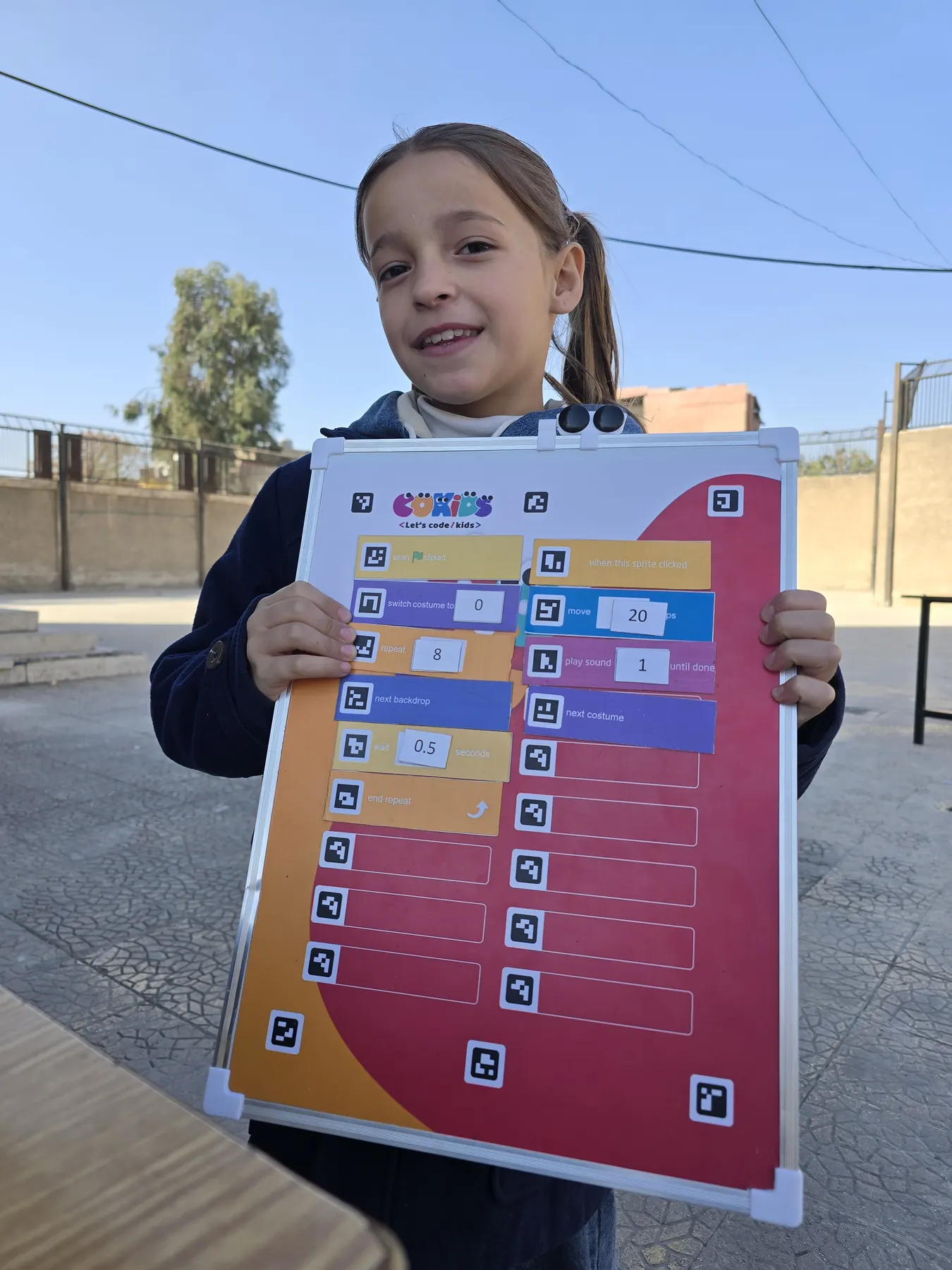 Children learning to code with the CoKids kit